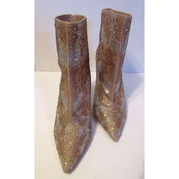 Steve Madden Pink Viala Ankle Boots Stiletto Leather Glass Rhinestones Sz 8.5 M - Picture 6 of 9